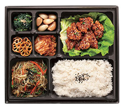 Sweet and crispy gangjeong chicken lunch box set