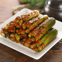 Cucumber kimchi stuffed with spicy vegetables